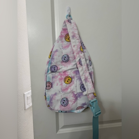 Smiley Face Tie-Dye Sling Kids Backpack - Picture 2 of 3